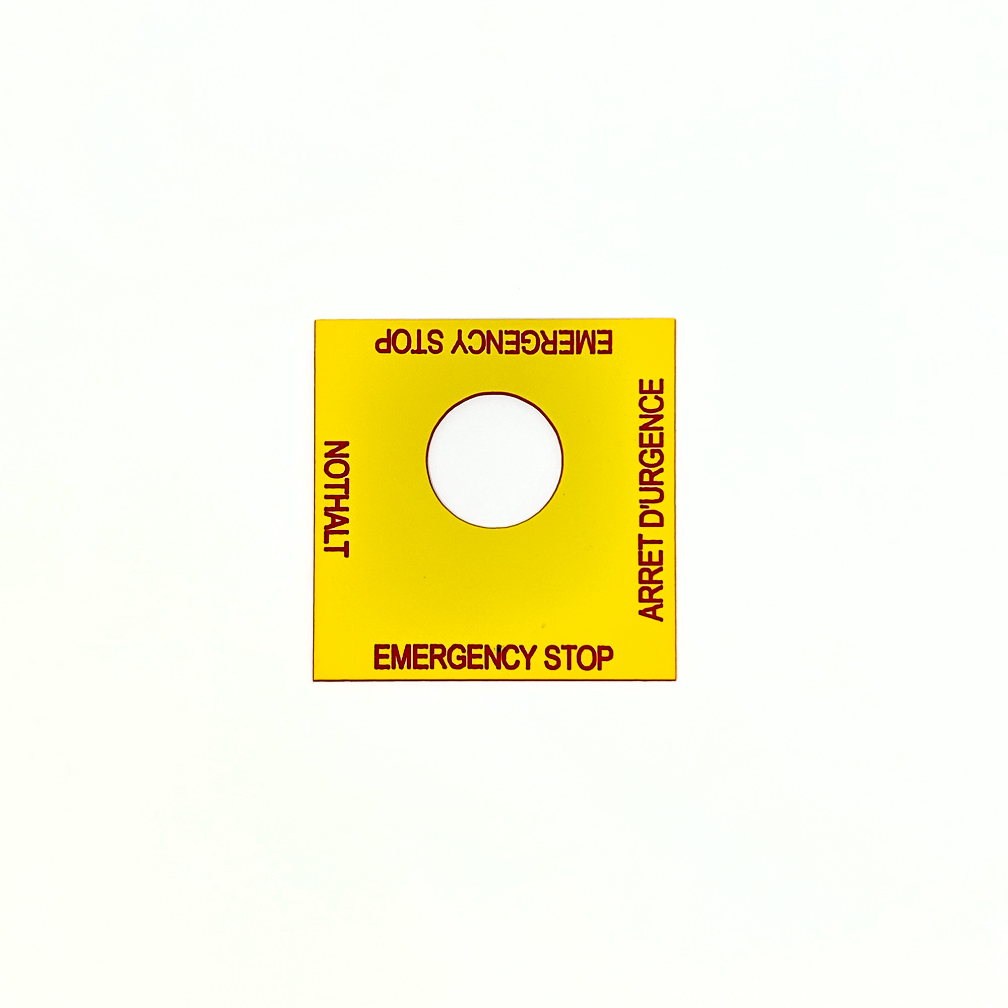 Motion Stop Label EMERGENCY STOP PLASTIC LABEL AM325 UK 2026